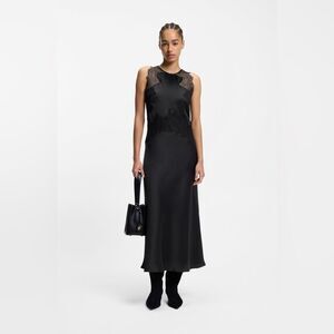 Hugo Boss SEERSUCKER-SATIN DRESS WITH LACE TRIMS